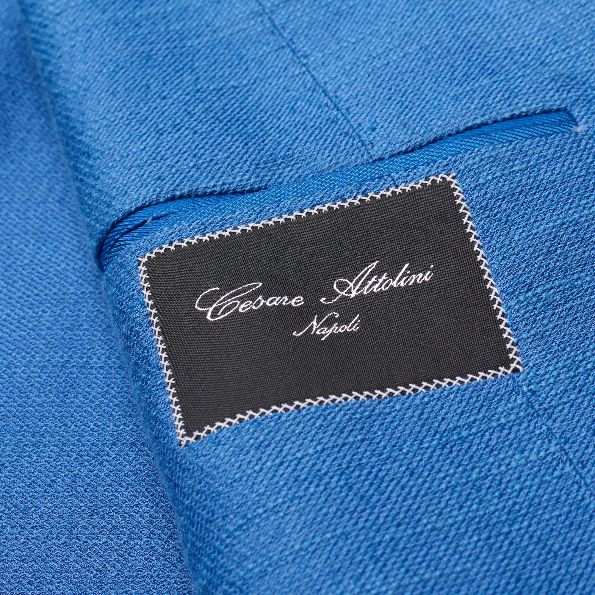 CESARE ATTOLINI Blue Cotton-Linen-Silk Unlined Peak Lapel Jacket 48 NEW US 38