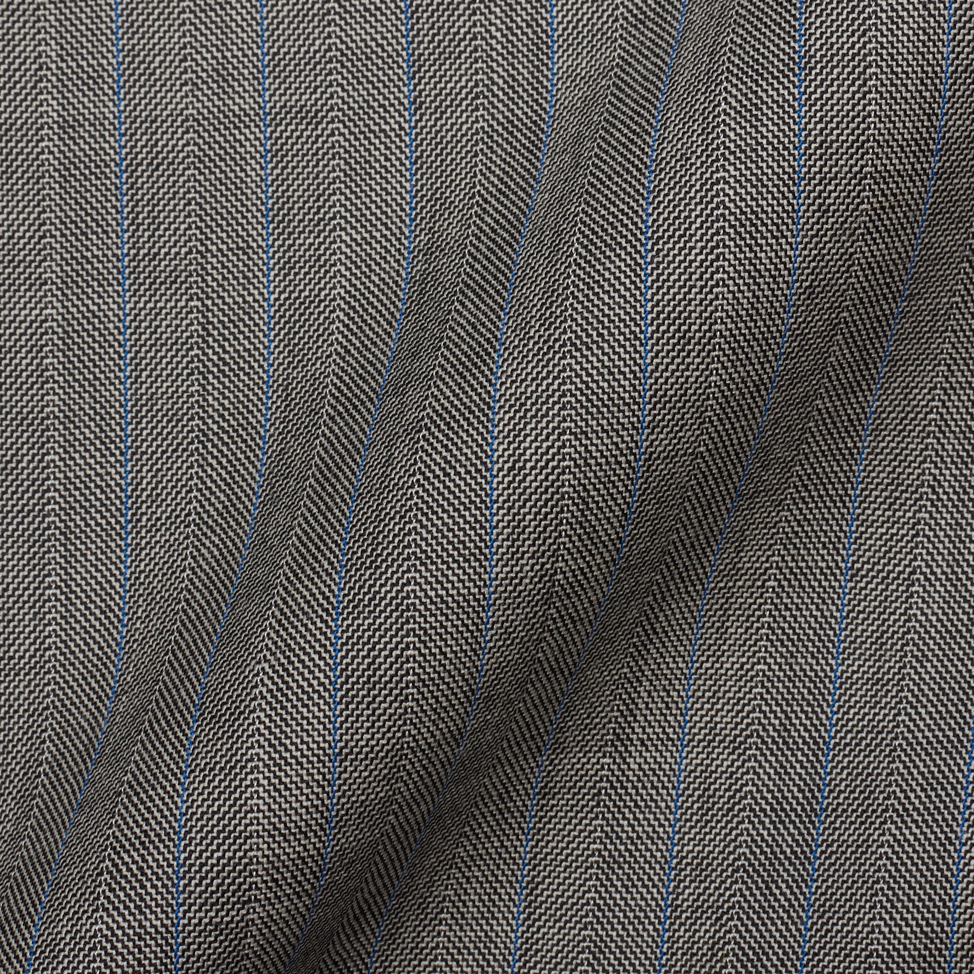 CESARE ATTOLINI Gray Herringbone Striped Wool Super 140's Suit EU 52 US 42