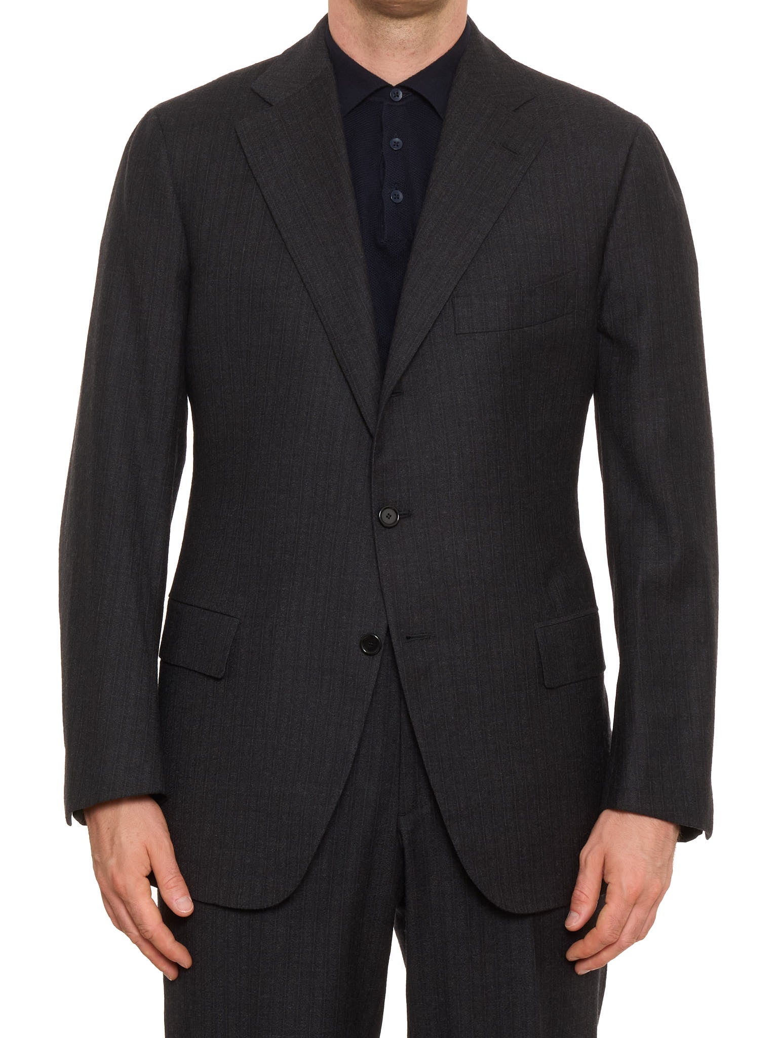 CESARE ATTOLINI Napoli Charcoal Gray Wool Suit US 44 EU 54