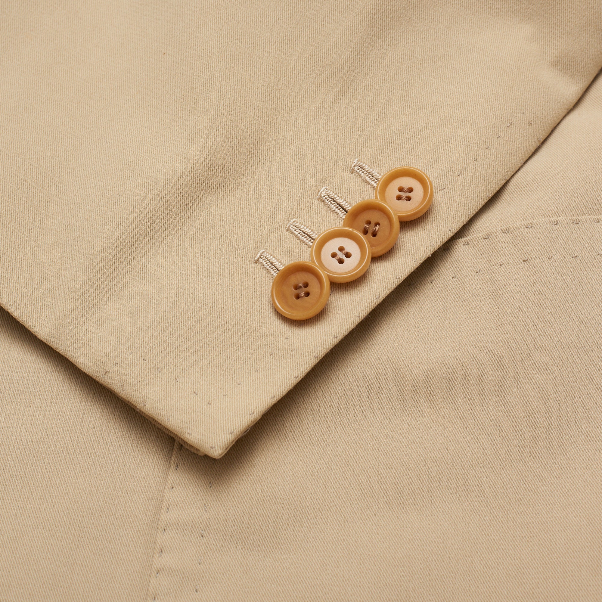 CESARE ATTOLINI Napoli Handmade Beige Twill Cotton Suit EU 54 US 44 Slim Regular Fit
