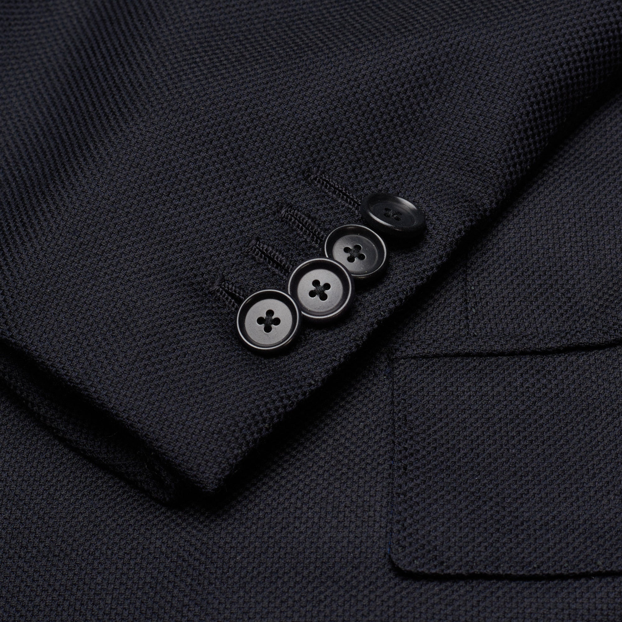 CESARE ATTOLINI Handmade Black Wool-Cashmere Hopsack Jacket EU 52 US 42