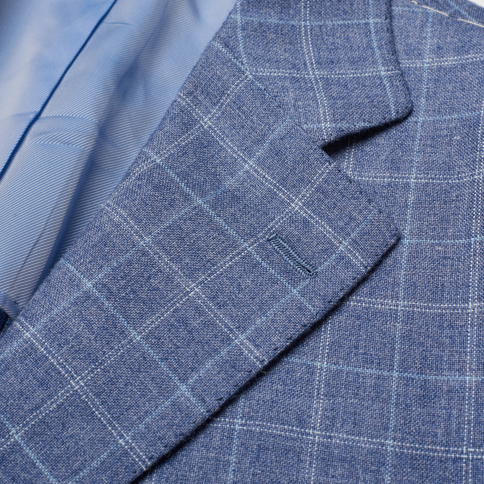 CESARE ATTOLINI Handmade Blue Plaid Linen-Cashmere Jacket EU 54 NEW US 44