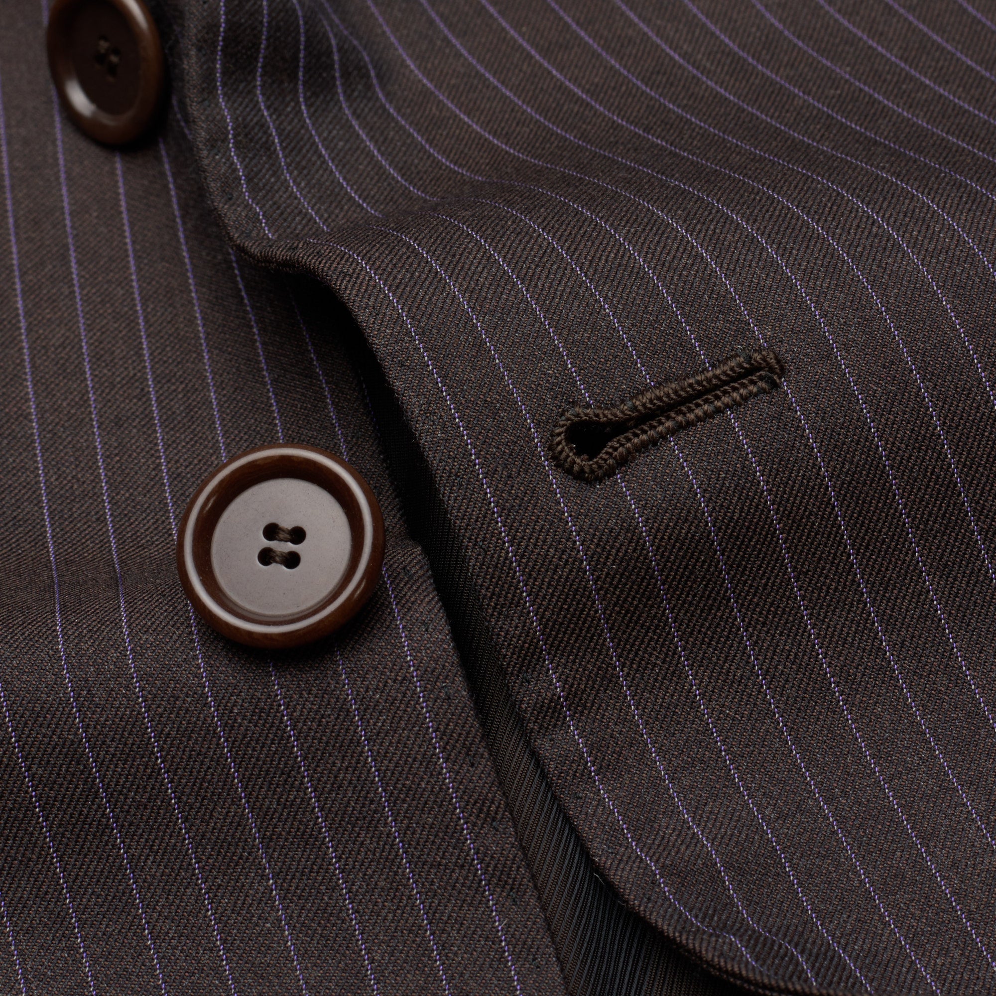 CESARE ATTOLINI Napoli Handmade Brown Striped Wool Super 140's Suit EU 52 US 42