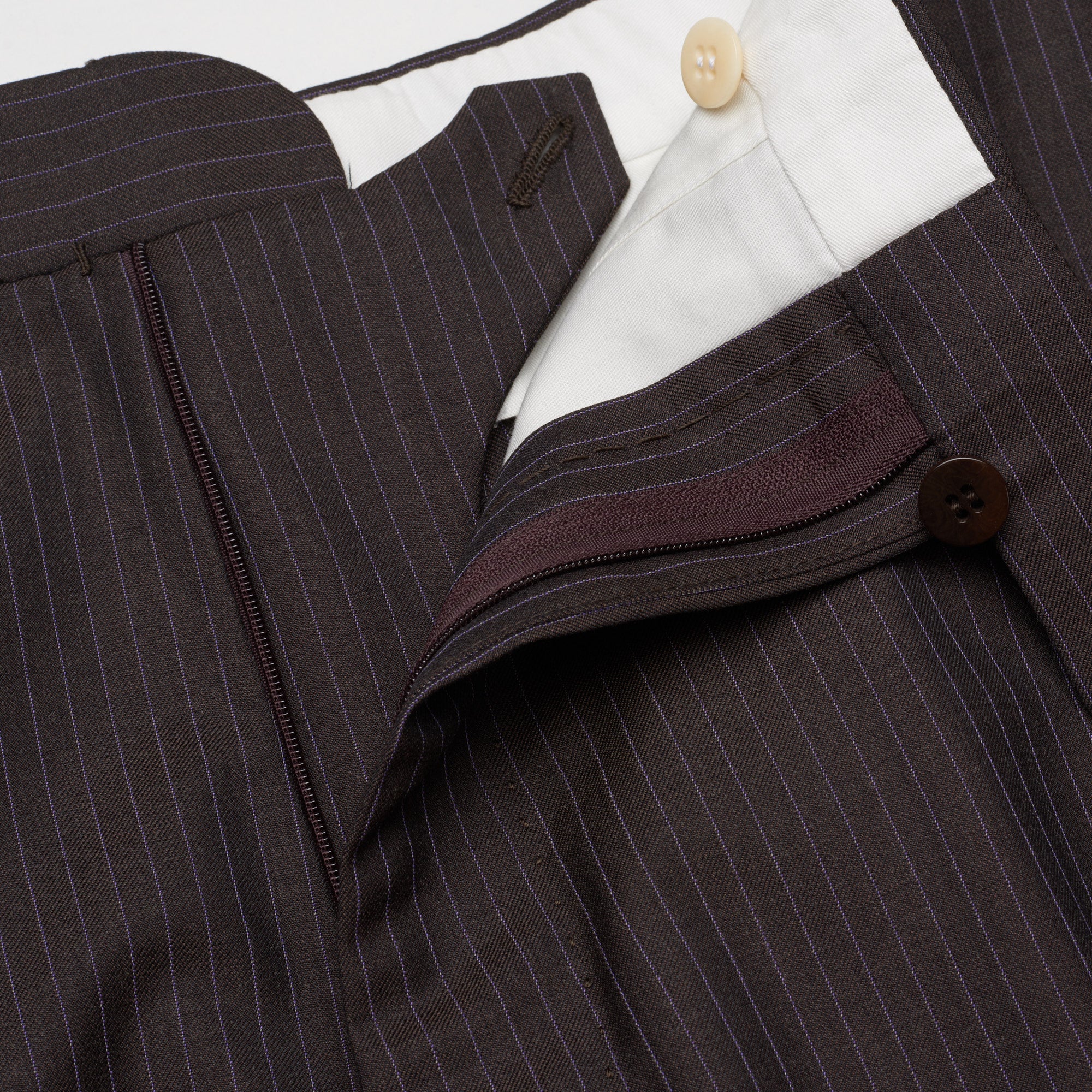 CESARE ATTOLINI Napoli Handmade Brown Striped Wool Super 140's Suit EU 52 US 42