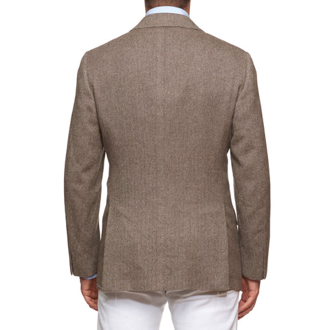 CESARE ATTOLINI Napoli Handmade Gray Herringbone Wool-Cotton Jacket NEW