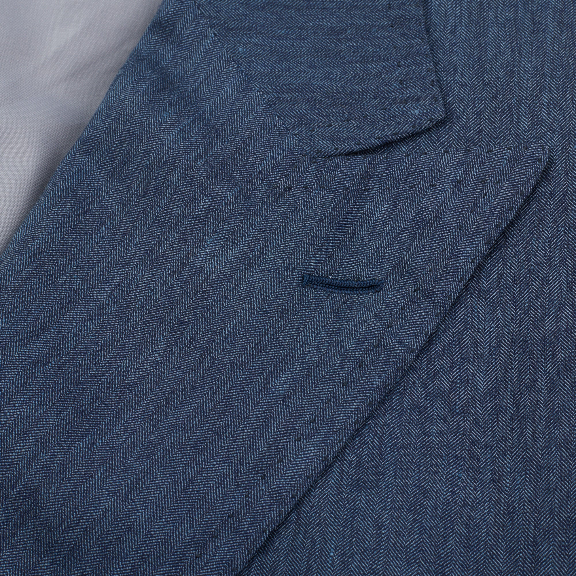 CESARE ATTOLINI for M.BARDELLI Blue Herringbone Linen-Wool-Silk Jacket EU 50 US 40