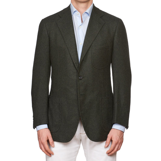 CESARE ATTOLINI for M.BARDELLI Handmade Dark Green Cashmere Jacket EU 50 US 40