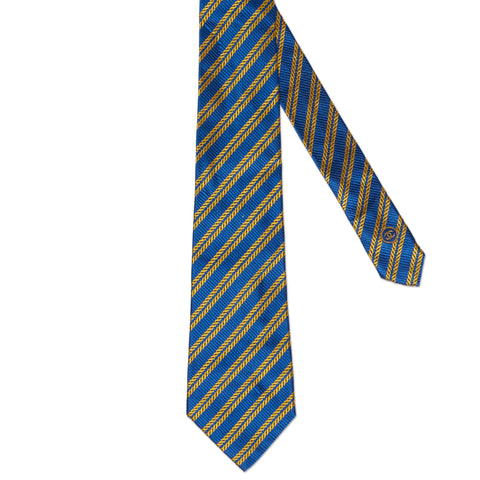 CHANEL PARIS Handmade Blue Striped Silk Tie