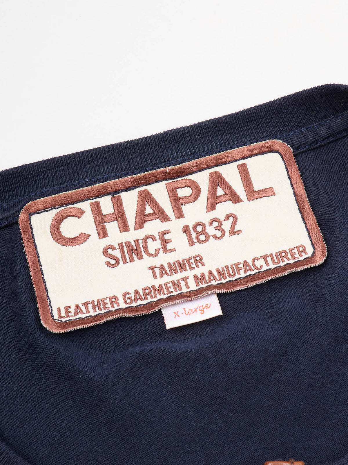 CHAPAL Hand Painted Luxury Zip T-Shirt Navy Blue