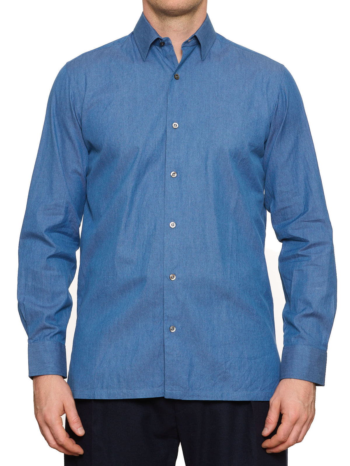 CHARVET Paris Blue Cotton MTM Denim Shirt