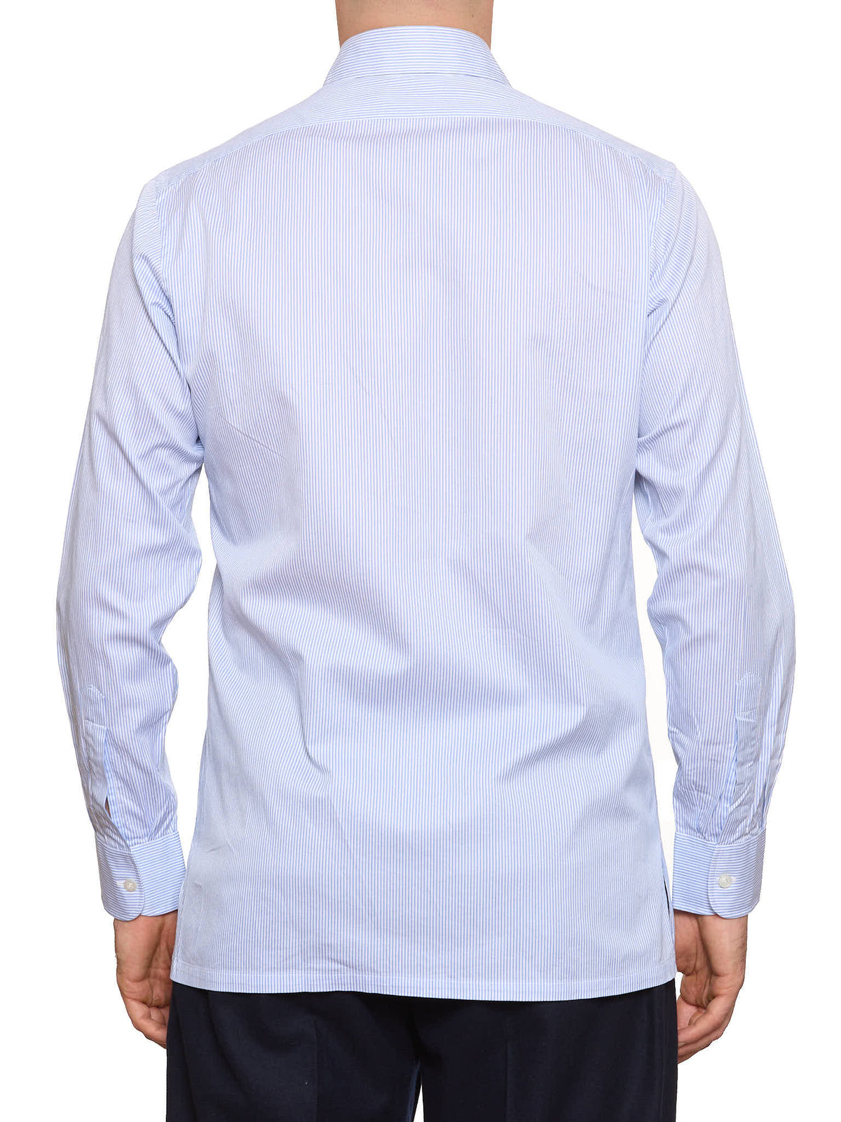 CHARVET Paris Blue Striped Cotton MTM Dress Shirt