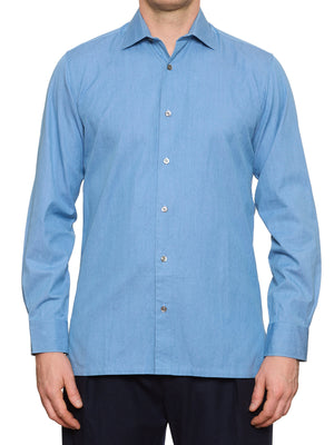 CHARVET Paris Light Blue Cotton MTM Denim Shirt