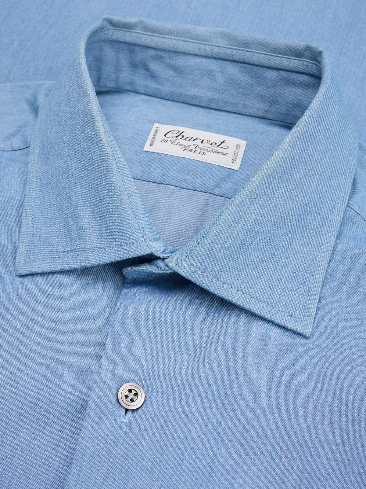 CHARVET Paris Light Blue Cotton MTM Denim Shirt