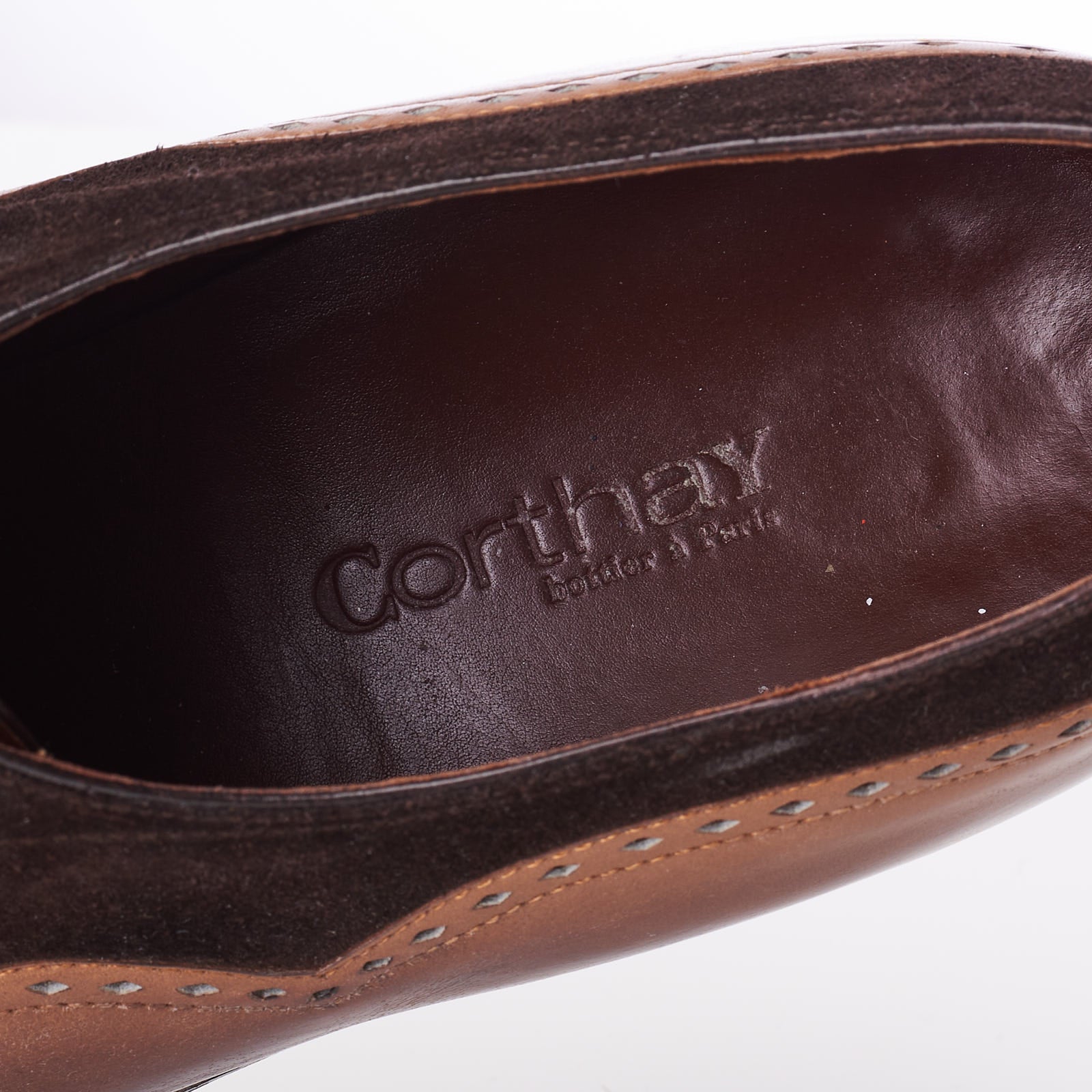 CORTHAY Paris "Wilfrid" Ebony Brown Suede Calf Leather 5 Eyelet Oxford Shoes Size 7.5 CORTHAY