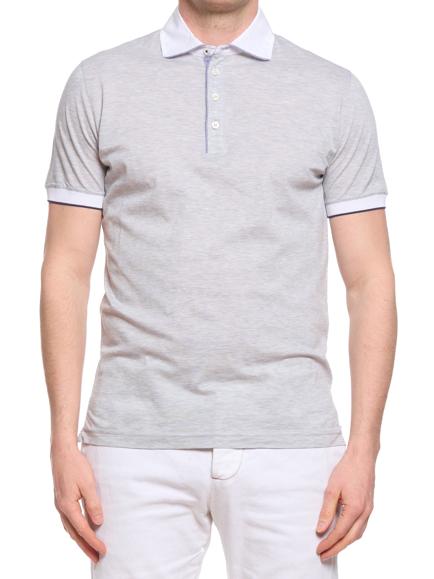 DALMINE 1952 Gray Giza Cotton Short Sleeve Polo Shirt