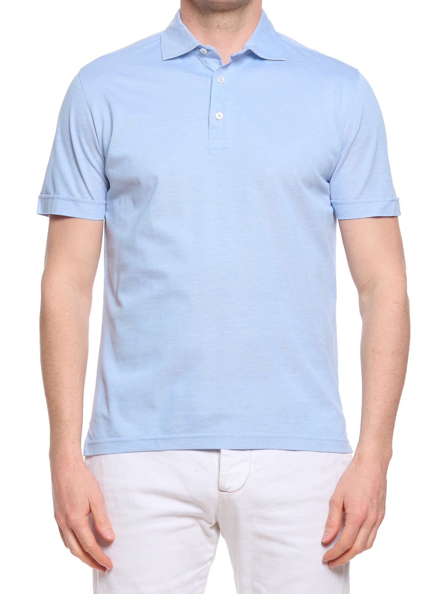 DALMINE 1952 Light Blue Giza Cotton Short Sleeve Polo Shirt