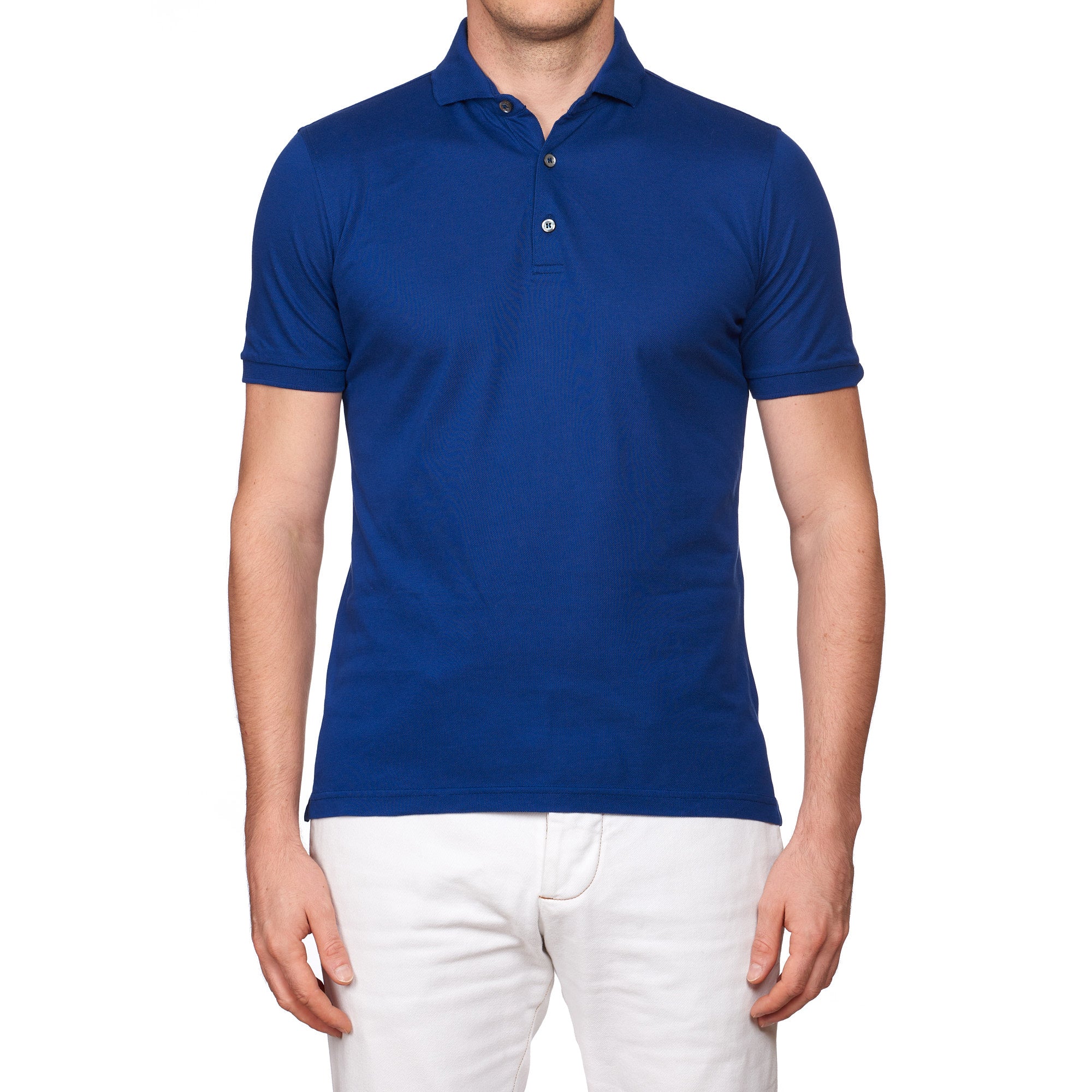 DALMINE 1952 Solid Royal Blue Giza 45 Cotton Short Sleeve Polo Shirt EU 50 NEW US M