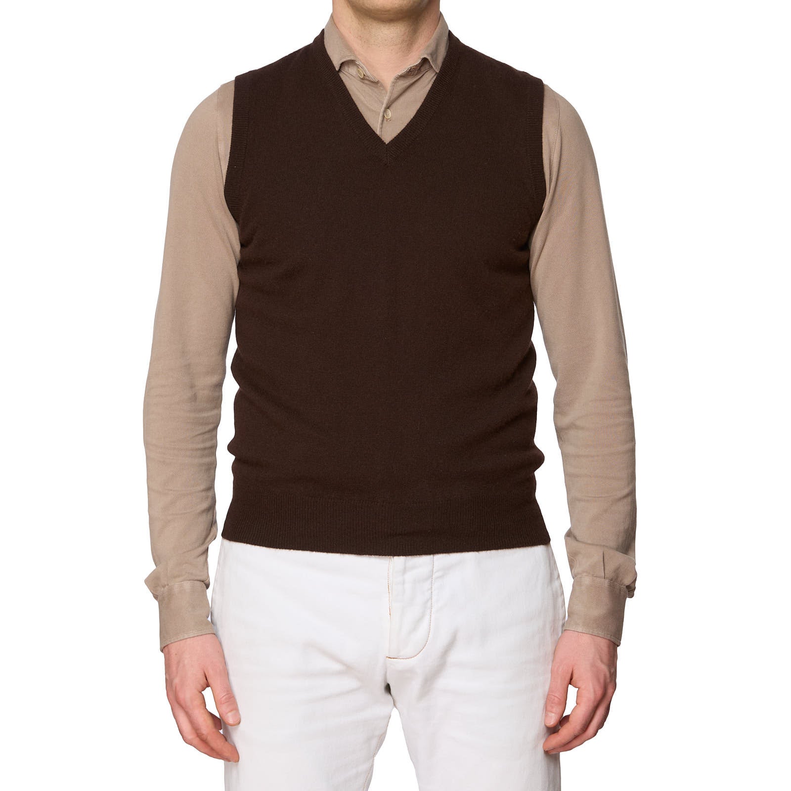 DELLA CIANA for VANNUCCI Brown Cashmere Knit Sweater Vest EU 46 NEW US XS