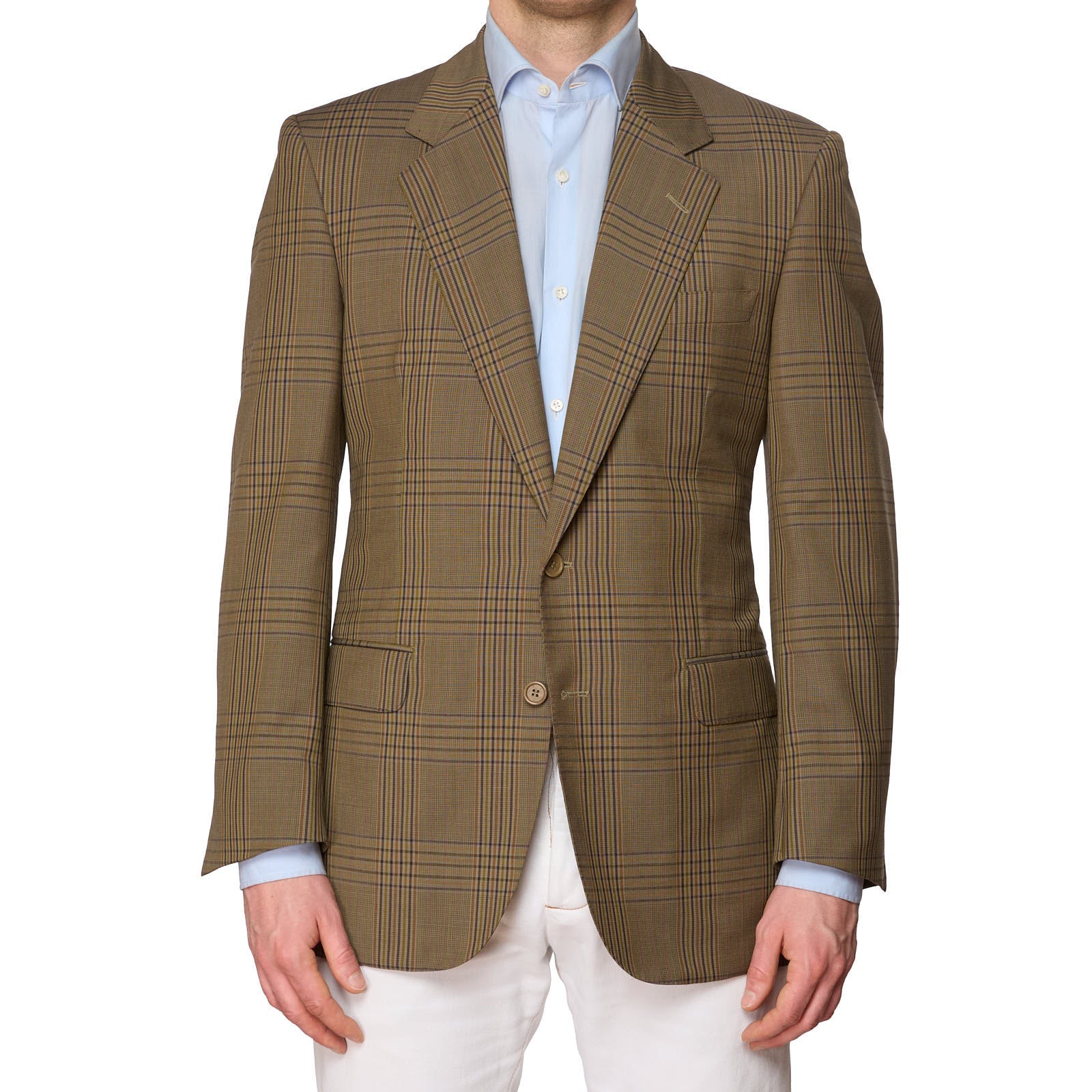 DE' LONGOBARDI Napoli Brown Plaid Wool Fully Lined Jacket EU 52 NEW US 42