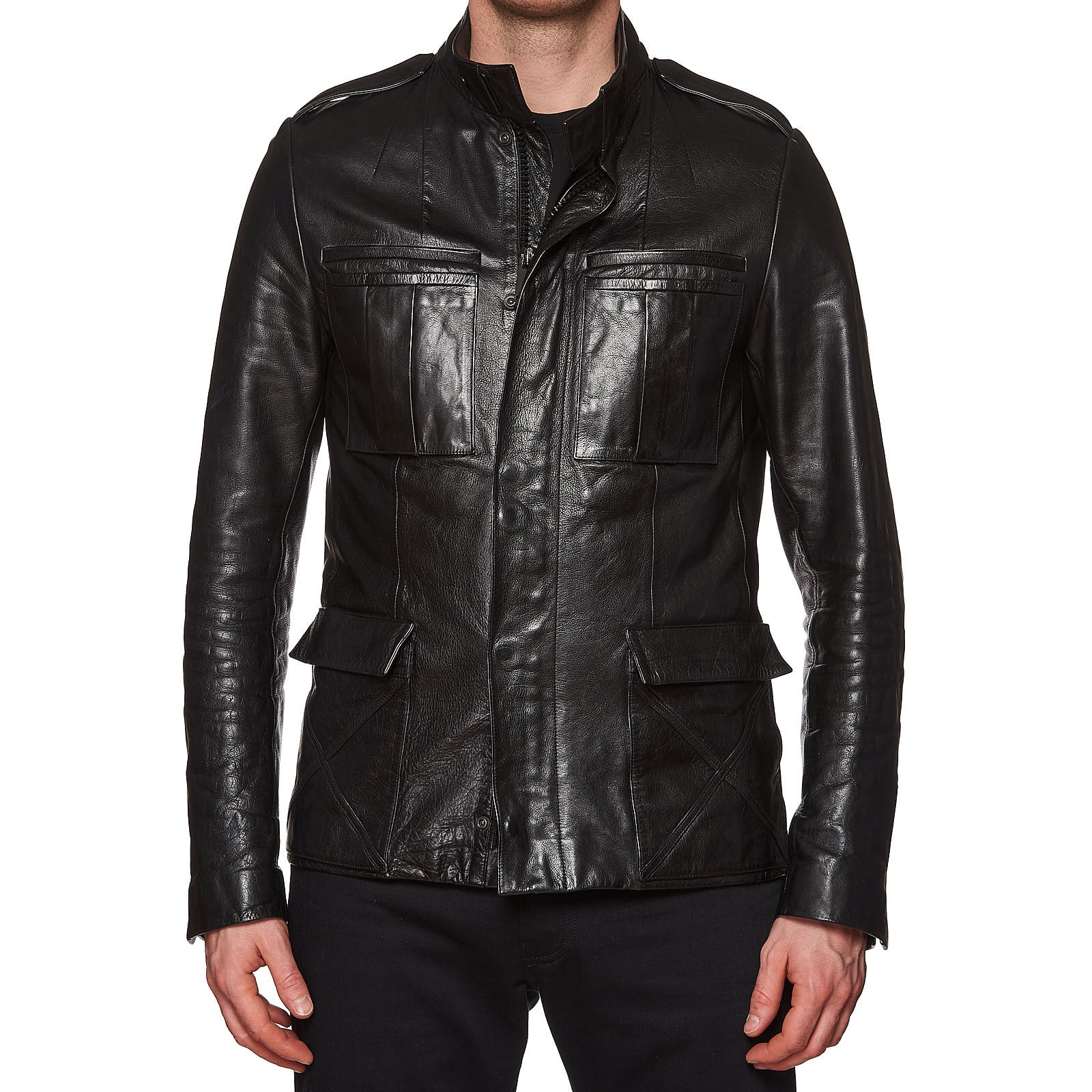 DIOR Homme Black Leather Fully Lined Center Vented Jacket  FR 50 US M DIOR