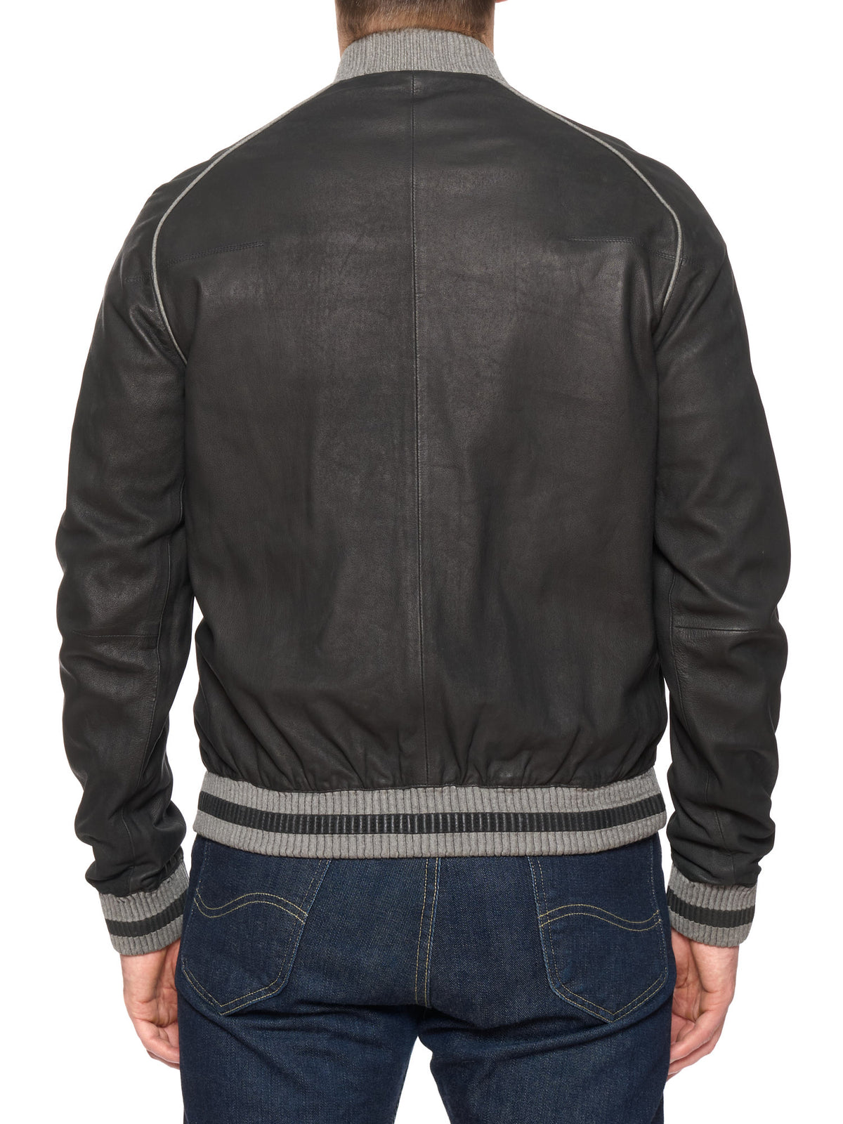 DIOR Homme Black-Gray Reversible Lamb Leather Wool-Cashmere Bomber Jacket