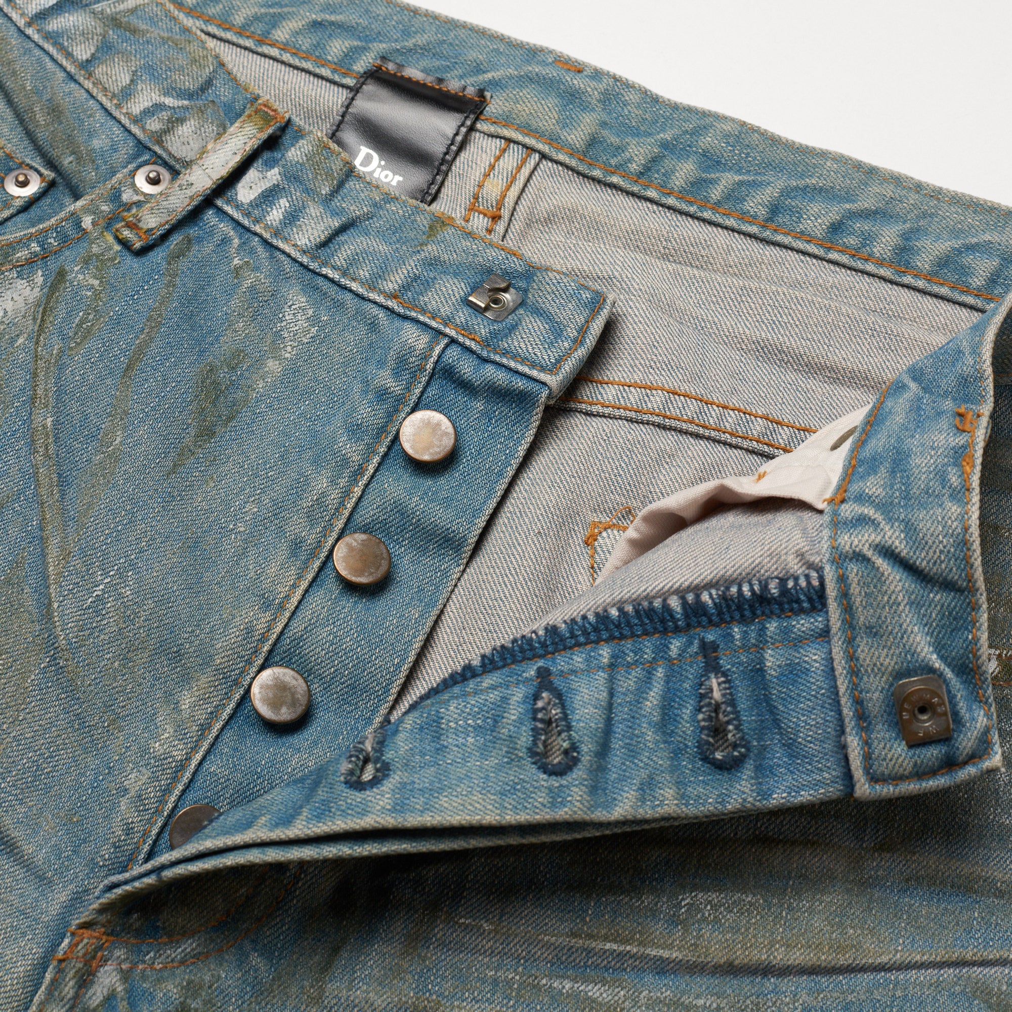 DIOR Made in Japan Wax Coated Hedi Slimane Clawmark 2003 Denim Jeans US 34