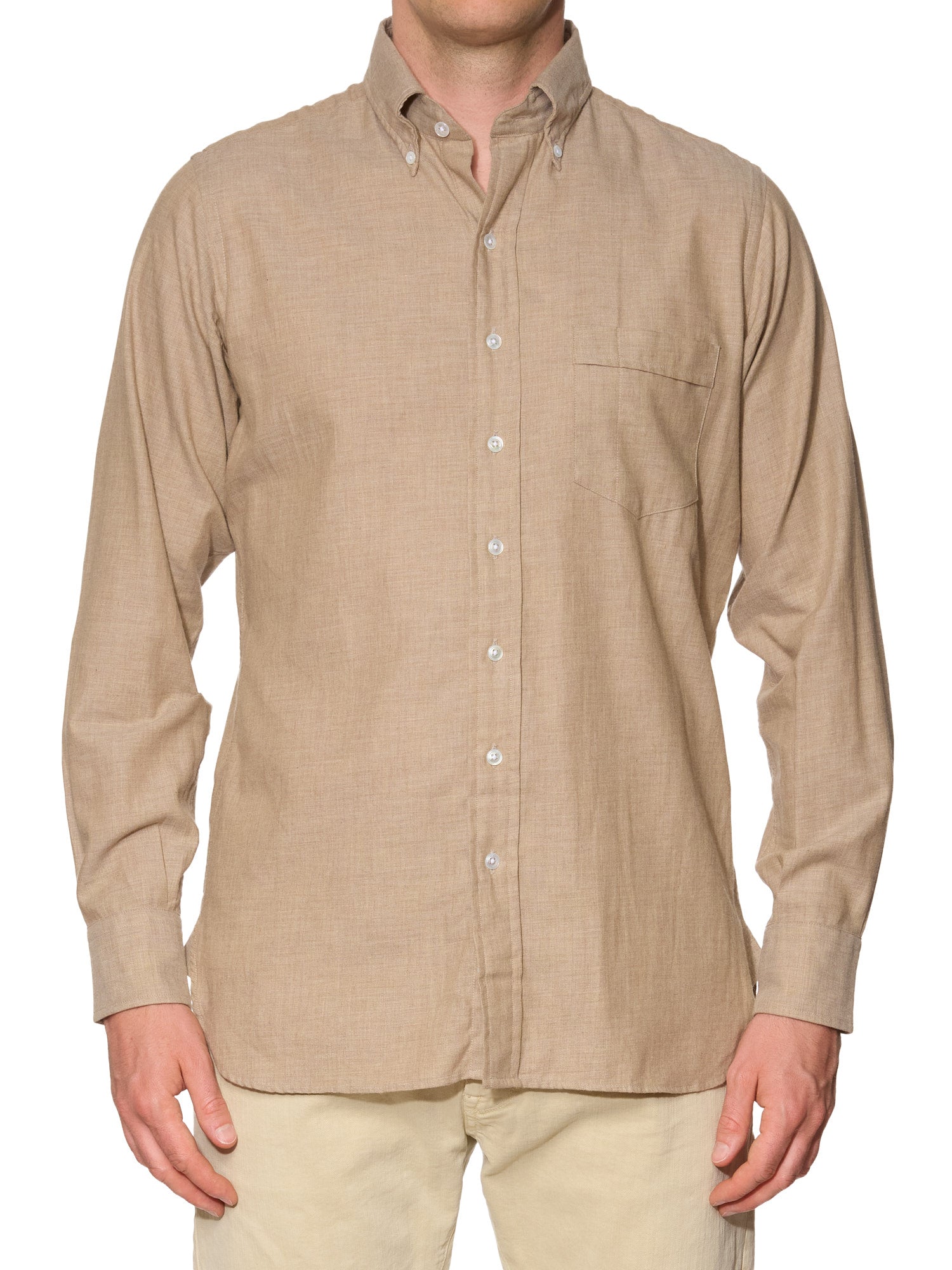 DRAKE'S Beige Cotton Long Sleeve Shirt Size EU 41 US 16