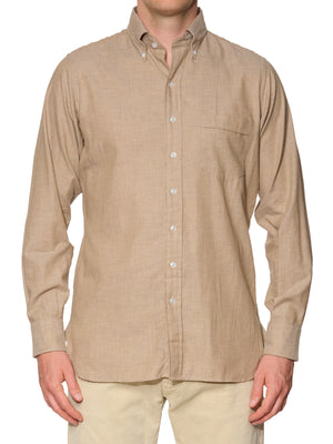 DRAKE'S Beige Cotton Long Sleeve Shirt Size EU 41 US 16