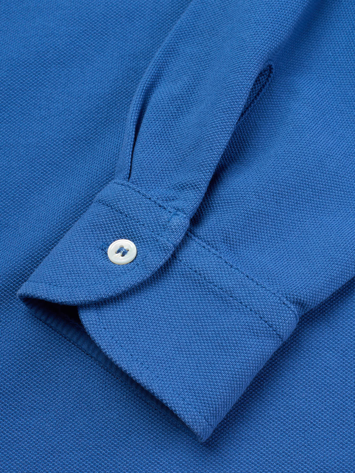 DRAKE'S Blue Cotton Pique Long Sleeve Polo Shirt Size 38 S