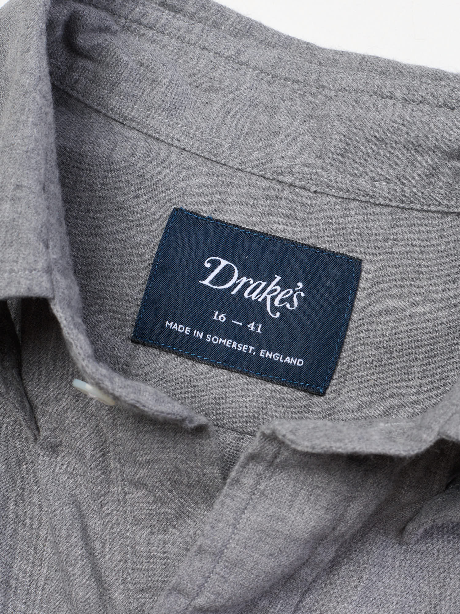 DRAKE'S Gray Cotton Long Sleeve Shirt EU 41 US 16