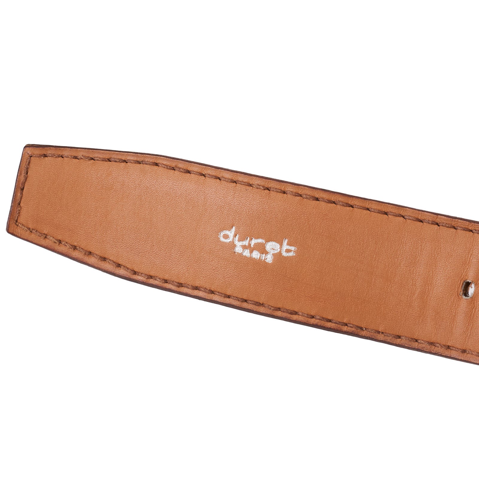 DURET Paris Chestnut Suede Calf Leather Belt with Silver Alpha Buckle 37" 95cm DURET