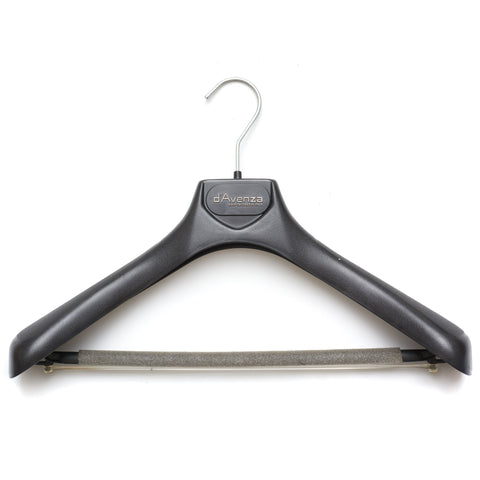 D'AVENZA Black Plastic Suit Hanger with Spongy Bar Set of 5