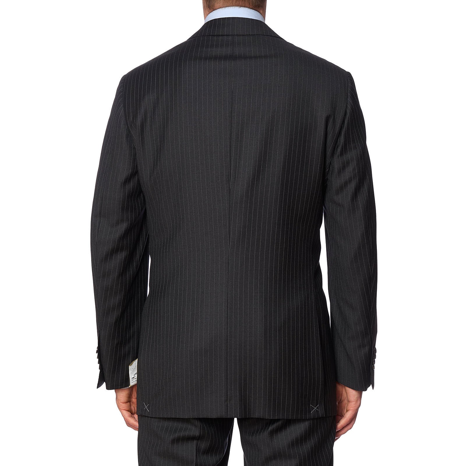 D'AVENZA Handmade Charcoal Gray Pinstriped Wool Suit EU 54 NEW US 42-44