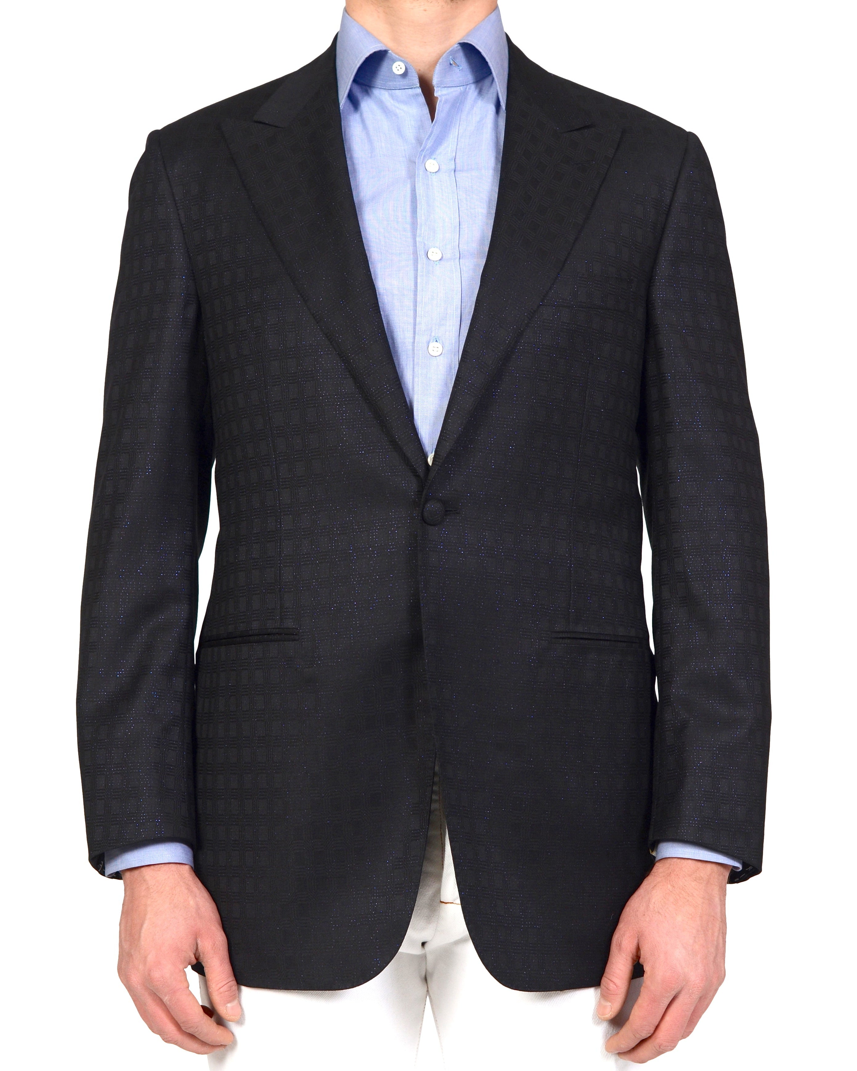 D'AVENZA for Damiani Black Wool Peak Lapel Dinner Formal Jacket
