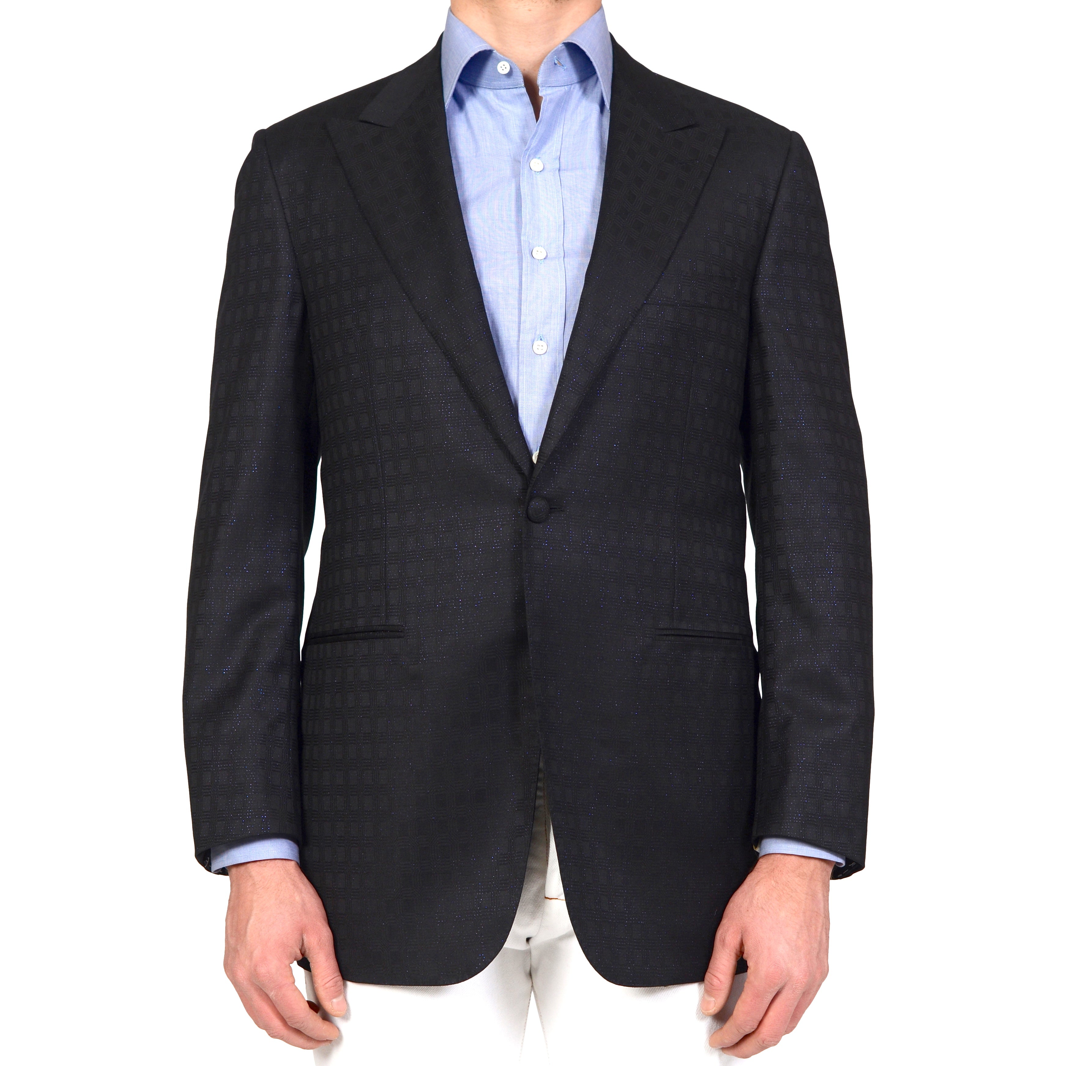 D'AVENZA for Damiani Black Wool Peak Lapel Dinner Formal Jacket