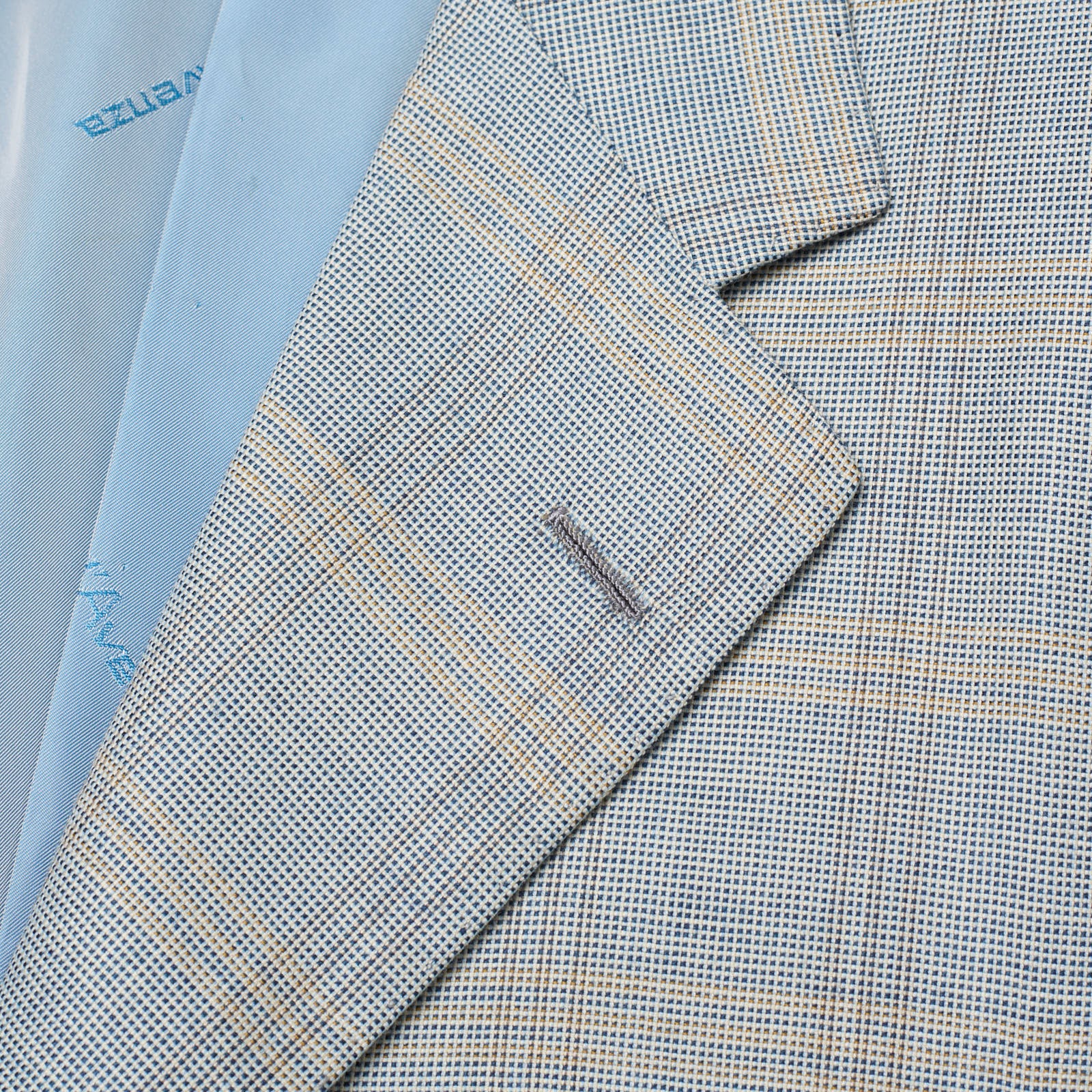 D'AVENZA for VANNUCCI Handmade Blue Plaid Pure Cashmere Jacket EU 48 NEW US 38
