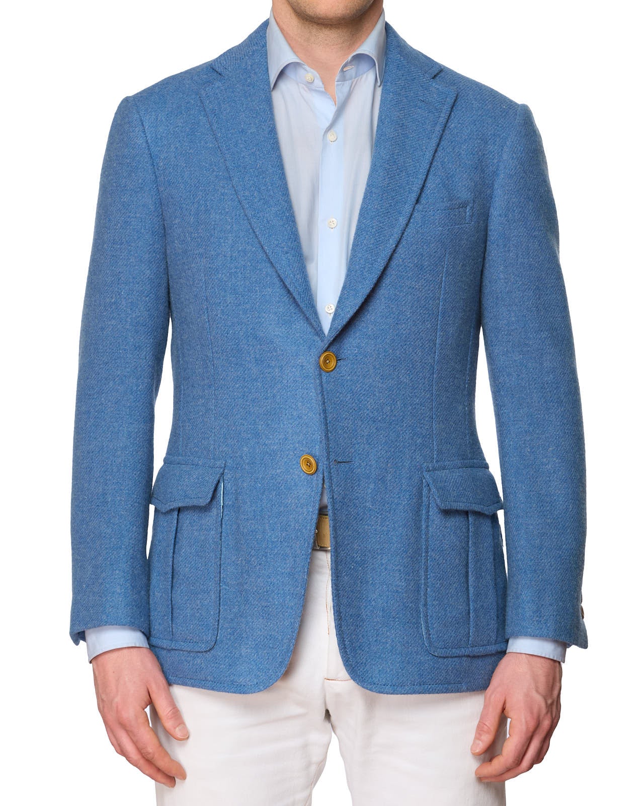 D'AVENZA Forte for VANNUCCI Blue Wool Unlined Tweed Jacket EU 48 NEW US 38