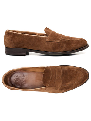 EDWARD GREEN Piccadilly Unlined Tobacco Brown Suede Penny Loafer Shoes US 9.5