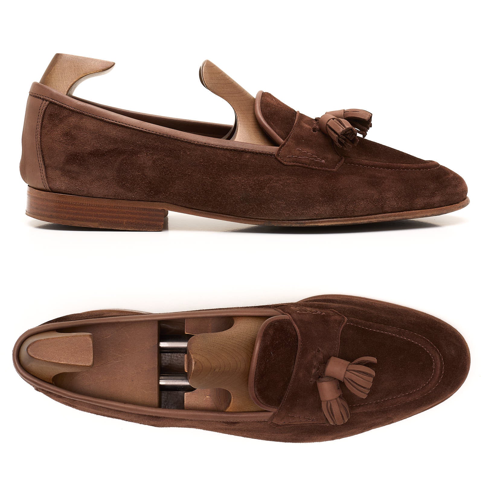EDWARD GREEN Brown Suede Tassel Loafer Shoes UK 8.5 US 9 E