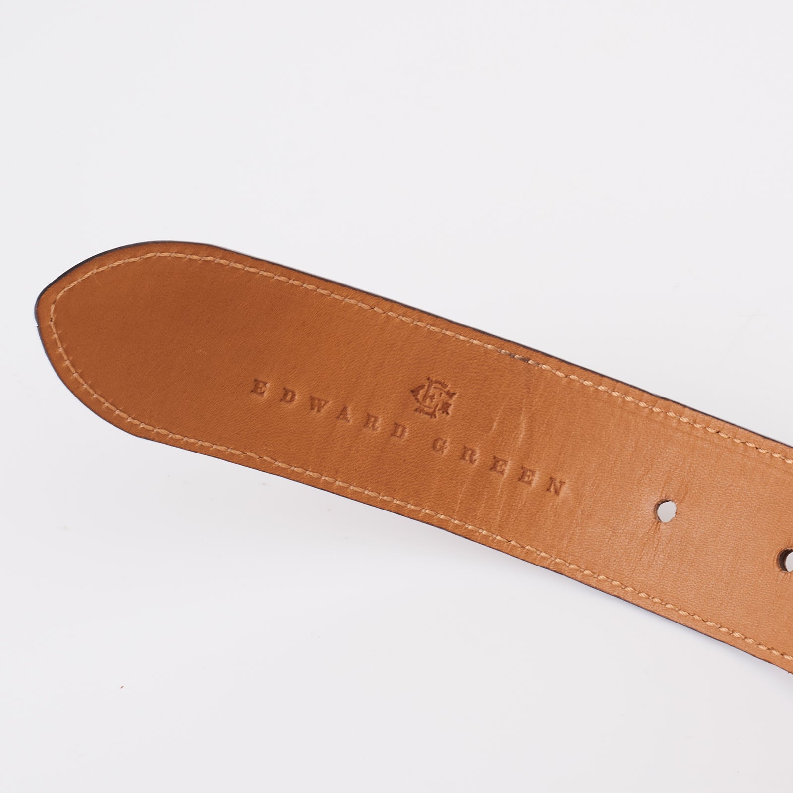 EDWARD GREEN Handmade Beige Leather Belt with Silver-Tone Buckle 90cm 36" EDWARD GREEN