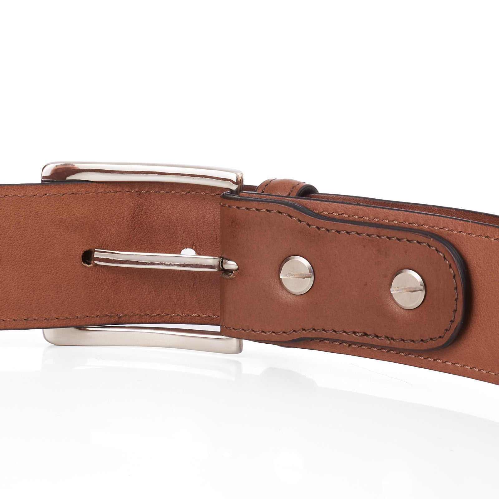 EDWARD GREEN Handmade Brown Leather Belt with Silver-Tone Buckle 90cm 36" EDWARD GREEN