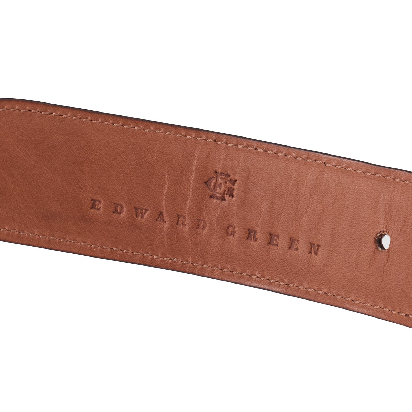 EDWARD GREEN Handmade Brown Leather Belt with Silver-Tone Buckle 90cm 36" EDWARD GREEN