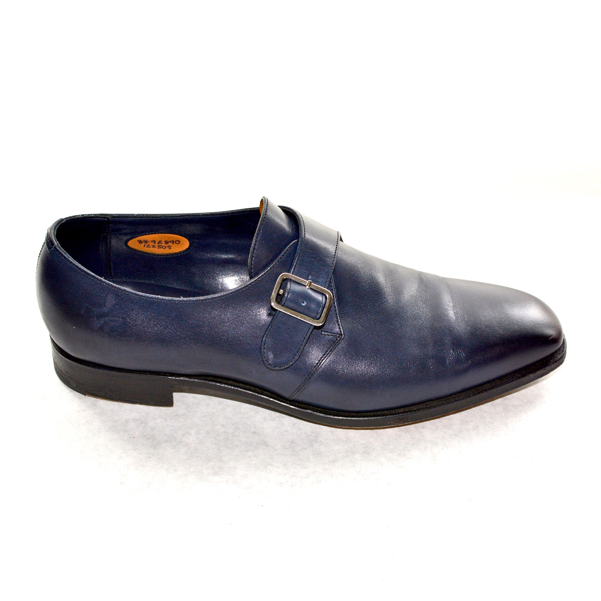 EDWARD GREEN Last 890 Navy Blue Leather Single Monk Dress Shoes UK 8.5 US 9 EDWARD GREEN