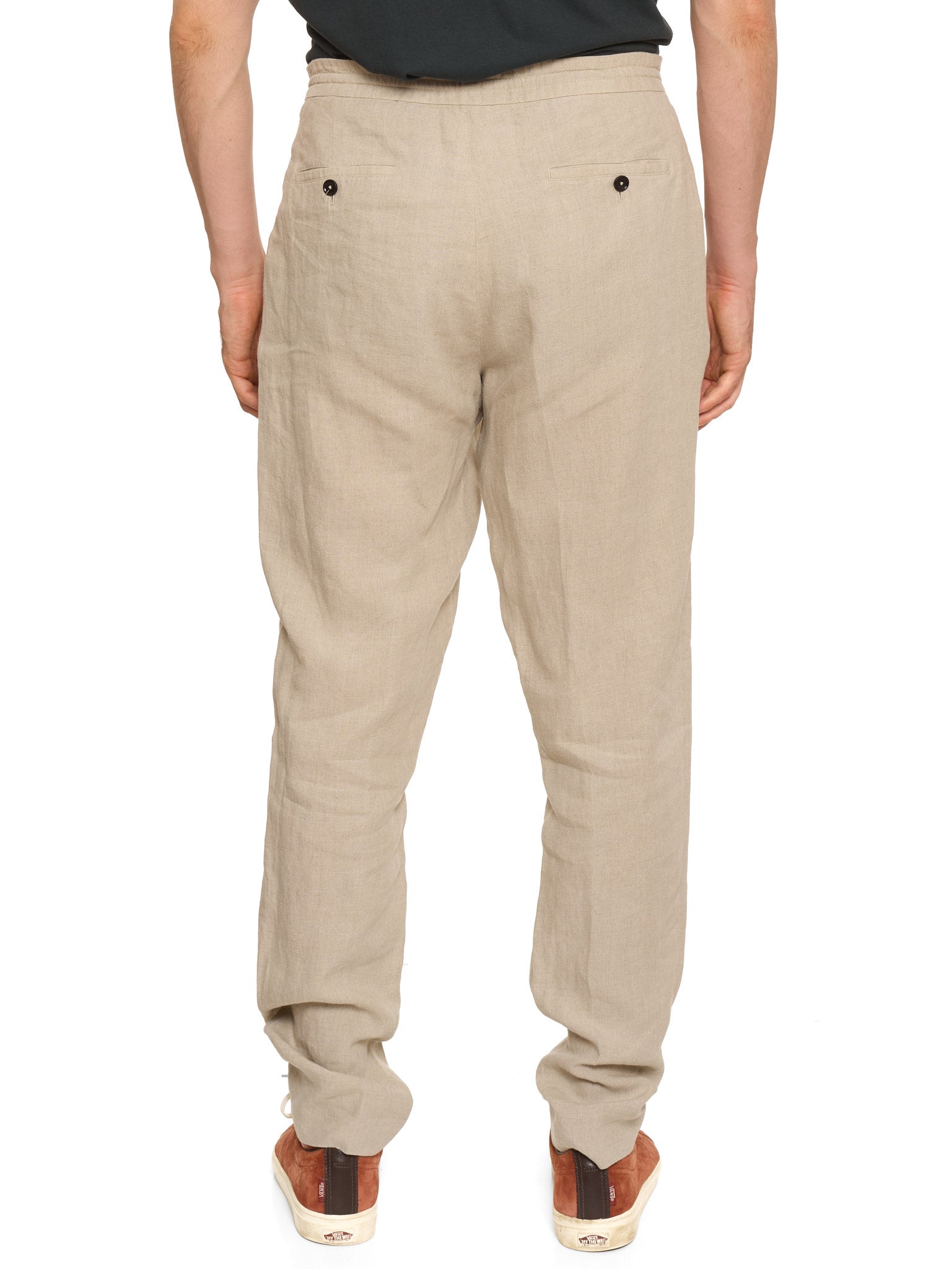 ERMENEGILDO ZEGNA Beige Linen Drawstring Pants NEW