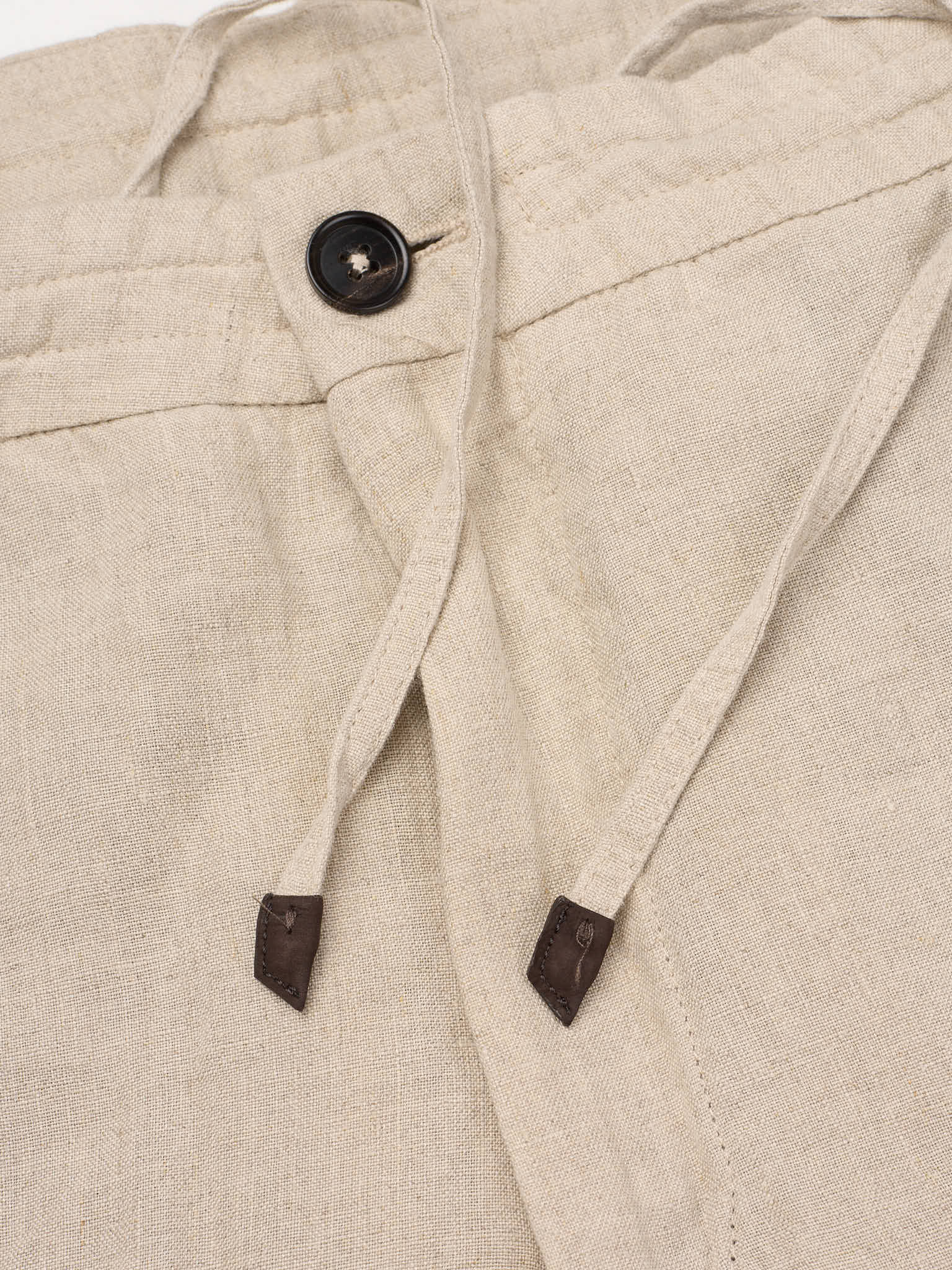 ERMENEGILDO ZEGNA Beige Linen Drawstring Pants NEW