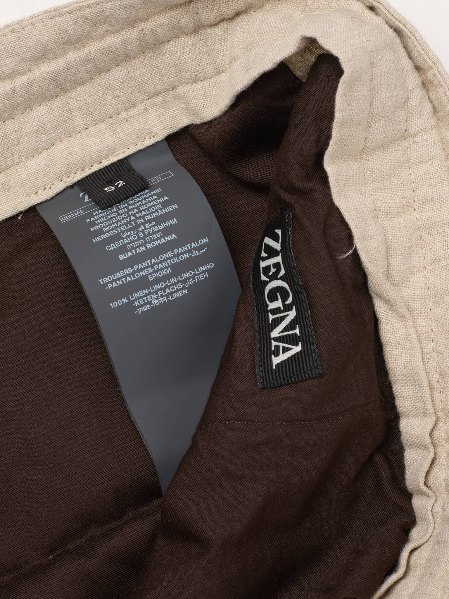 ERMENEGILDO ZEGNA Beige Linen Drawstring Pants NEW
