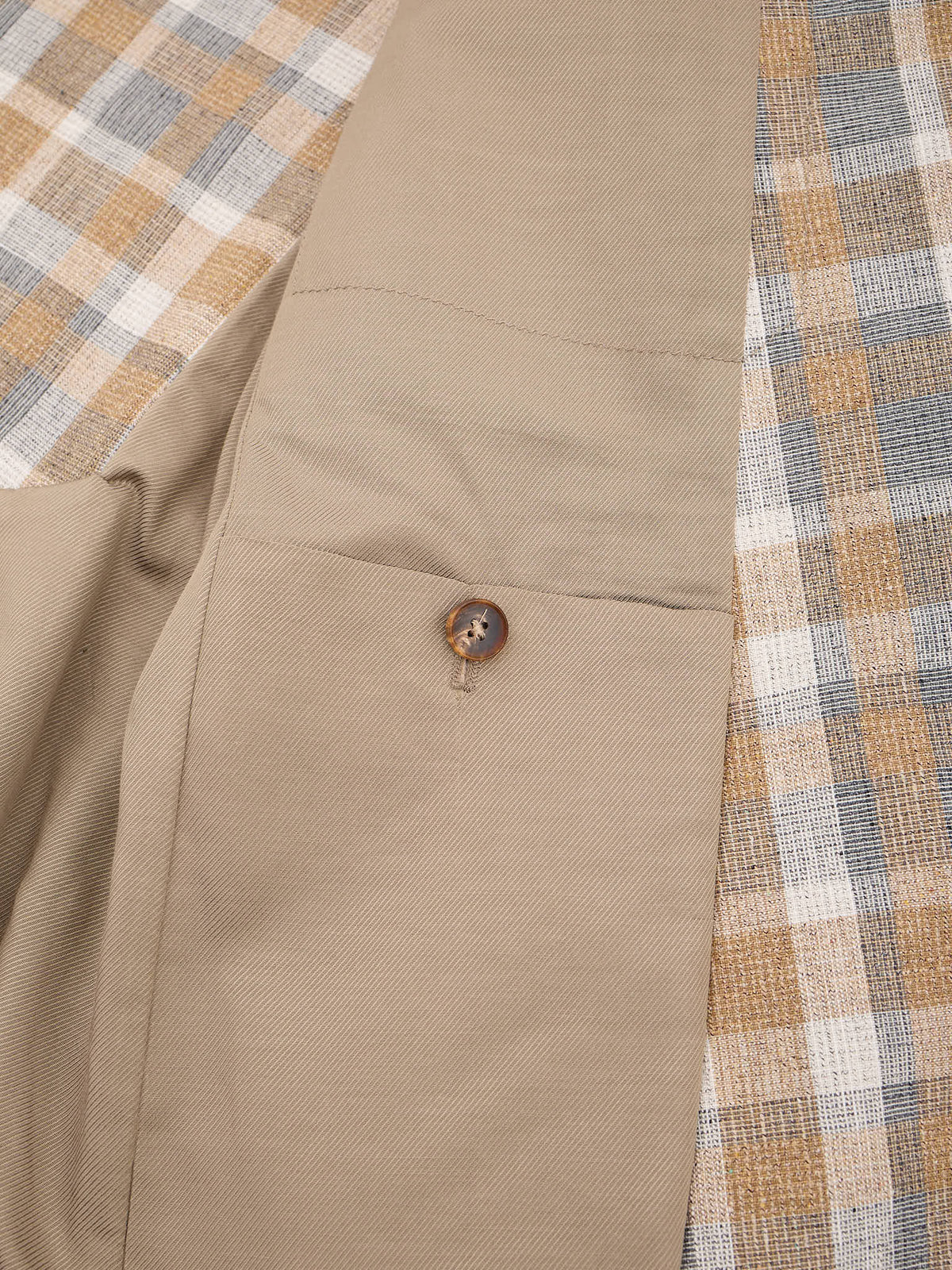 ERMENEGILDO ZEGNA Beige Plaid Wool-Silk-Linen Sport Jacket NEW