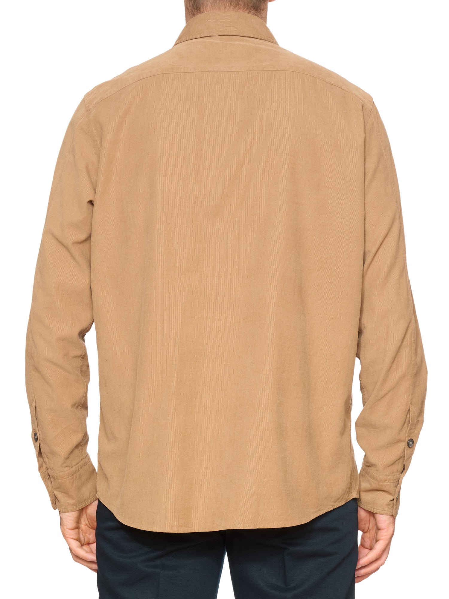 ERMENEGILDO ZEGNA Brown Cotton Corduroy Western Shirt L NEW