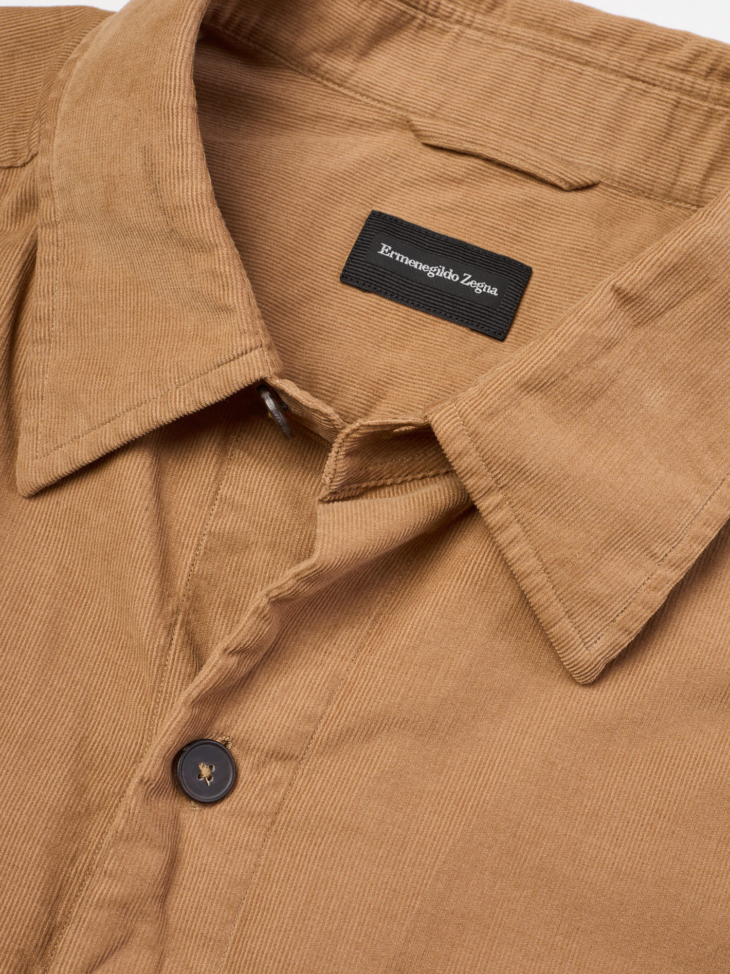 ERMENEGILDO ZEGNA Brown Cotton Corduroy Western Shirt L NEW
