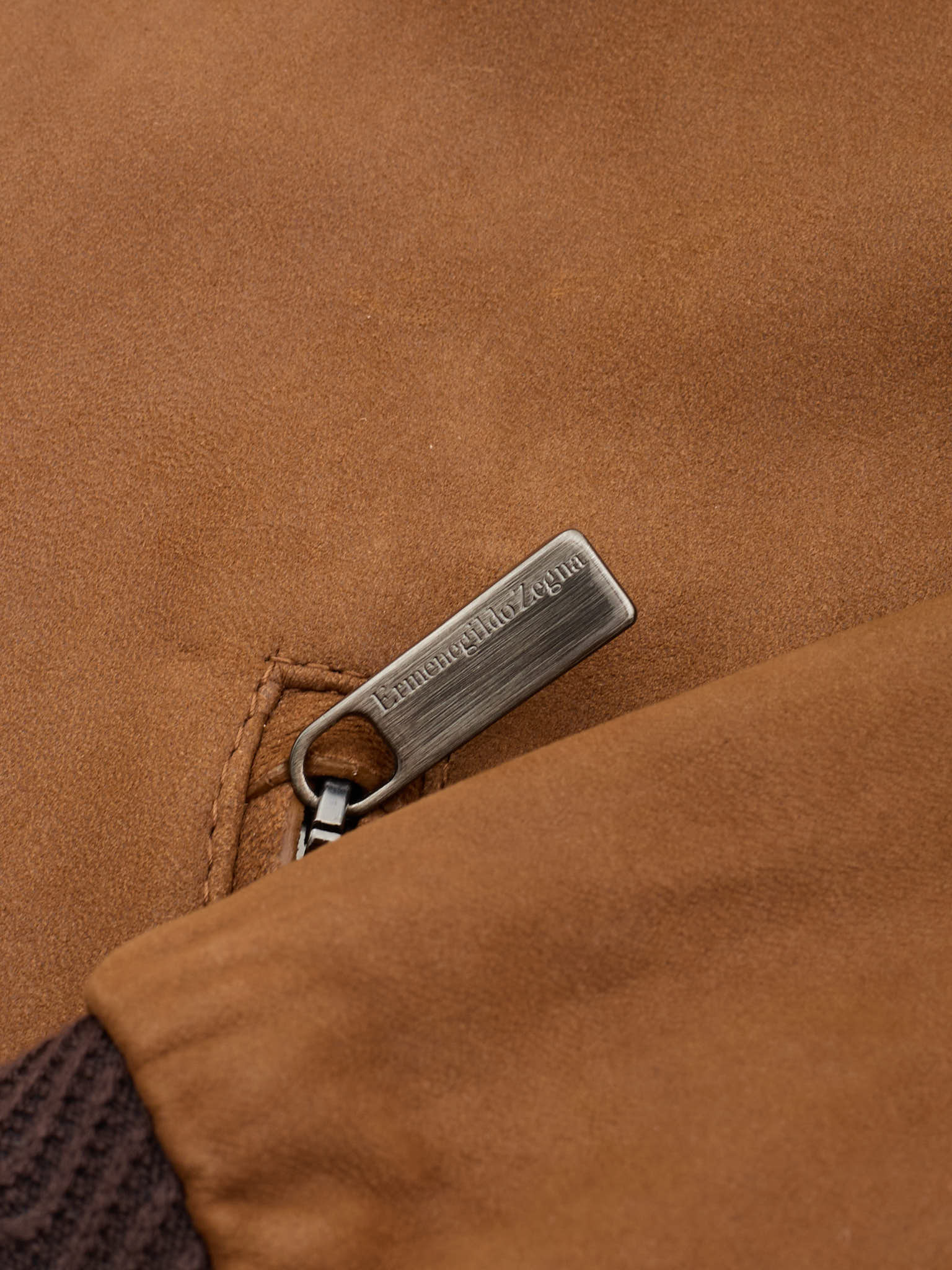ERMENEGILDO ZEGNA Brown Lambskin Leather Jacket Mint